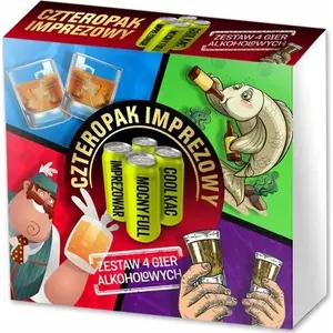 Grammi Gra galda spēļu komplekts četru spēļu iepakojums — 4 alkoholam saistītas ballīšu spēles