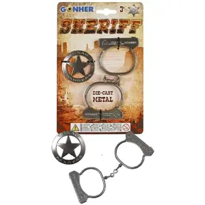 Handcuffs with Metal Sheriff Badge, Gonher — Toy Role-Play Set