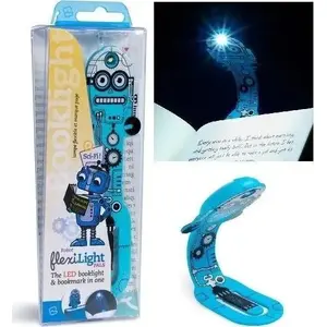Grāmatlampa Thinking Gifts Flexilight Pals Robot Blue — regulējama ar knaģi