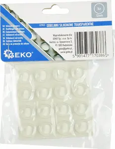 Furniture silicone bumpers GEKO G29822 round 12 mm transparent, pack of 16