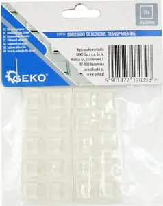 Furniture bumpers GEKO rectangular transparent silicone 10×10 mm, pack 20