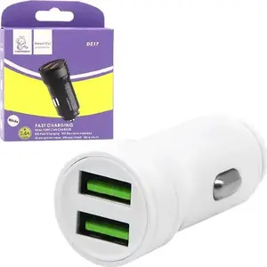 Auto lādētājs DENMEN DZ17 divi USB 2x USB, kopējais 2.4 A (2400 mA), balts