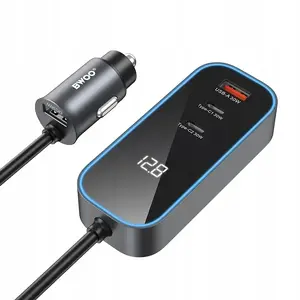 Car Charger BWOO CC107 30W 1×USB‑C PD 1×USB RGB Black