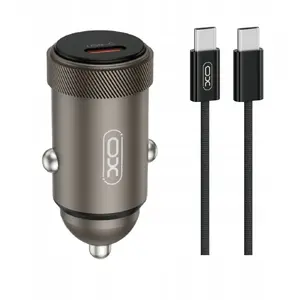 Car charger XO CC70 PD 30W 1x USB-C black with USB-C to USB-C cable