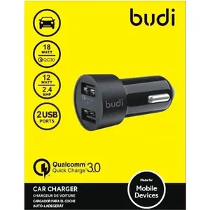 Lādētājs Budi BD622Q — 2x USB-A pieslēgvietas, kopējais 3 A izlādes strāva