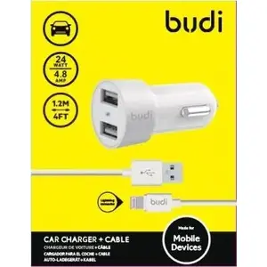 Sienas lādētājs Budi BD622LW — 2× USB-A pieslēgvietas, kopējais izvades strāvas stiprums 4,8 A