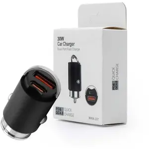 Auto lādētājs EcoBox WKN-337 30W PD3.0 + QC4.0, melns