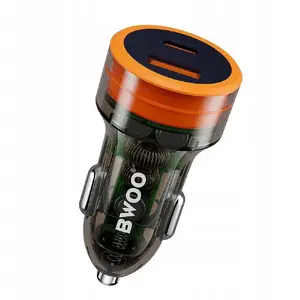 Car Charger BWOO BO-CC85 38W — 1x USB-C PD + 1x USB-A, transparent