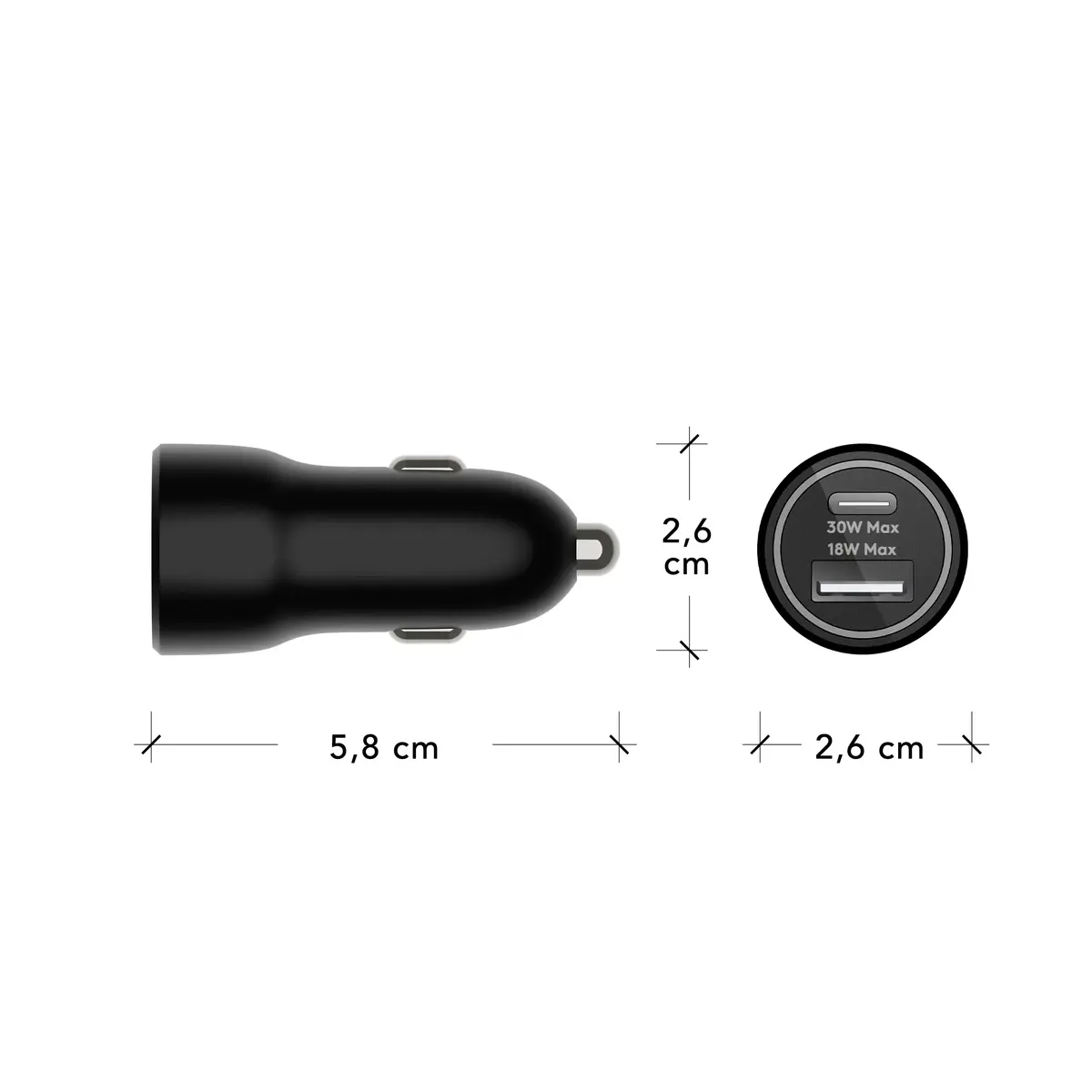 Car Charger d bramante re-charge USB-C 30W + USB-A 18W Photo 5