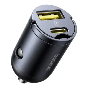Car Charger Baseus Tiny Star Mini — universal USB‑C 12–24V fast charging, cigar lighter power, black