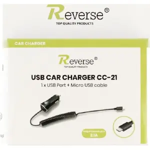 Car Charger Revers CC-21 2.1A with Micro USB and USB Port, Black