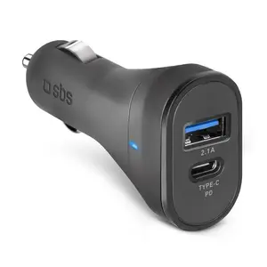 Car Charger SBS Mobile TECRTC1USB2AUL — 12/24V to 5V USB‑C, 3,100 mAh support, 15W, cigar lighter power