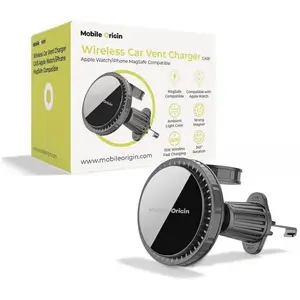 Mobile Origin Беспроводное автомобильное зарядное CA18 — совместимо с MagSafe для iPhone и Apple Watch, крепление в вентиляционную решётку