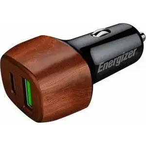Car Charger Energizer D38WO — USB-C PD + USB-A QC3.0 38W, Walnut