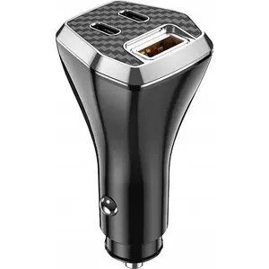 Automašīnas lādētājs Jellico F15 PD 88,5W — 2× USB‑C, 1× USB‑A (QC3.0), melns