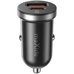 Car charger TelForceOne MXCC-05 (Maxlife) 35W — 1× USB-C PD, 1× USB QC, black