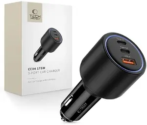 Auto lādētājs Tech-Protect CC04 — 3 porti, PD līdz 175W, melns