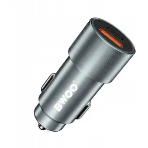 Car charger BWOO BO-CC73, 1× USB-C PD + 1× USB-A, 38W, silver