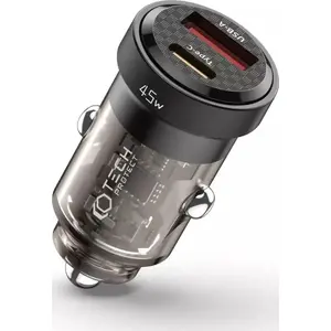 Auto lādētājs Tech-Protect CC45W 2 portu USB un USB‑C (PowerDelivery 45W, QuickCharge 3.0) melns