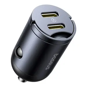 Автомобильное зарядное Baseus Tiny Star Mini — 12–24В прикуриватель, 2× USB‑C быстрая зарядка, чёрное