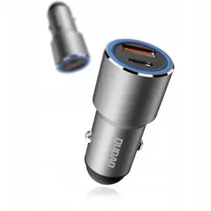 Auto lādētājs Dudao R4PQ USB + USB‑C Power Delivery Quick Charge 22,5 W pelēks