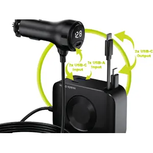 Автомобильное зарядное MOBILE ORIGIN Mobile Origin 75W 5in1 CA23 — 2× USB-C и 1× USB-A, в комплекте 2 USB-C кабеля