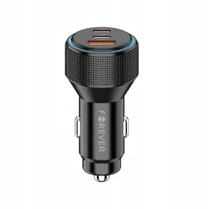 Car Charger Forever PD QC CC-07-66ACC with 1×USB-A and 2×USB-C, 66W, black