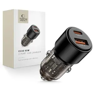 Автомобильное зарядное Tech-Protect CC03 — 2 порта, PD 95W и QC 3.0, чёрный