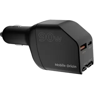 Автомобильное зарядное устройство MOBILE ORIGIN Mobile Origin 90W CA22 с USB-C и USB-A, в комплекте 2 кабеля USB-C