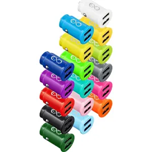 Автомобильное зарядное ORNO EXC Mobile CUTE 2x USB 12W, автомобильный адаптер питания, цветной микс