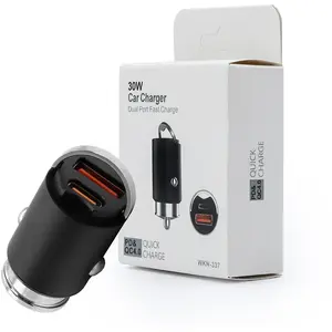 Auto lādētājs EcoBox GSM1062 30W USB‑C PD 3.0 + QC 4.0, melns