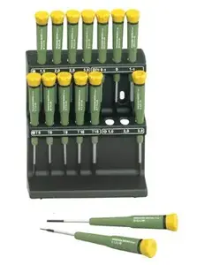Rokas skrūvgriežu komplekts Lange Proxxon 28148 — 15 gab., Phillips/Slot/Torx uzgaļi, zaļas plastmasas rokturi