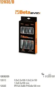 Screwdriver set Beta Tools 8-piece model 1203E-D8P — interchangeable shafts, assorted tips