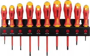 Screwdriver set FELO Ergonic VDE on rail, 10 pieces, insulated VDE safety