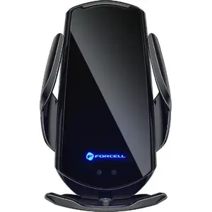 Auto bezvadu lādētājs FORCELL HS1 Qi 15W ar automātisko turētāju un magnētisko adapteri, melns