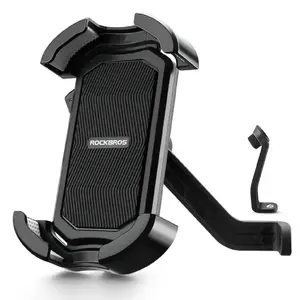 Motorcycle phone mount for mirror Rockbros — black, mirror-mounted phone holder