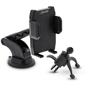 Car Smartphone Holder InLine ONE CLICK EASY II — universal passive holder, black
