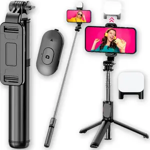 Phone Mount LTC Selfiestick + Tripod + Light LXUM4 — 3-in-1 handheld selfie stick, tabletop tripod and LED lamp