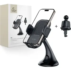 Car phone mount Tech-Protect V8 — universal dashboard and vent mount, black