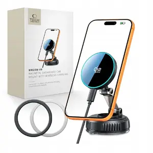 Car mount wireless charger Tech-Protect MM25W-V8 25W Qi2.2 Magnetic MagSafe for windshield and dashboard, black