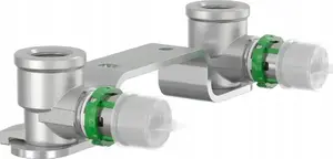 Brass/zinc recessed press-fit connection kit Comap MultiSkin 16 x 1/2, 150 mm centres, offset (model 7507W1612)
