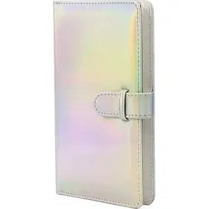 Photo Album LoveInstant for instant film photos, compatible with Fujifilm INSTAX and Polaroid, holds 96 photos, Silver Sparkle finish