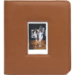 Fotoalbums LoveInstant 288 attēliem Saderīgs ar Fuji Instax Canon Xiaomi Polaroid HP Kodak ZINK — Logiņš uz vāka — Brūns