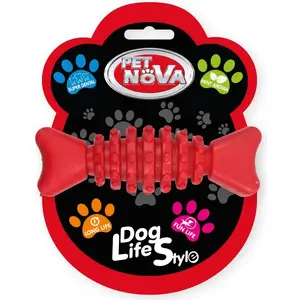Игрушка для собак Pet Nova TPR Superdentbone 12 см, красная, материал TPR