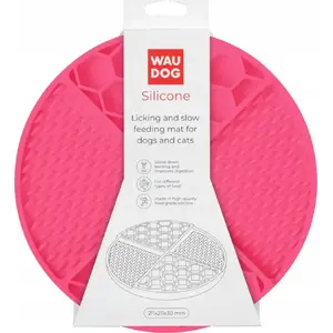 Collar WAU Dog Licking Mat silicone round 21.1 x 21.1 x 3 cm pink
