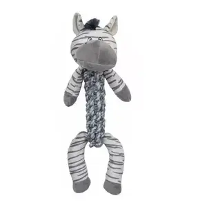 Plush Zebra Pet Toy with Braided Rope 35 cm — Yarro International Y0088