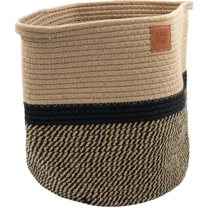 Toy basket for dog Cooper & Pals, cotton rope material, black/beige, size 30×30 cm