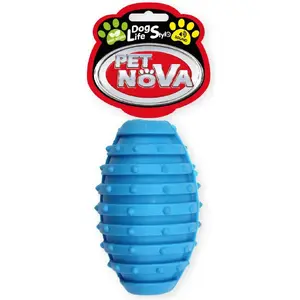 Pet Nova TPR Rugby Ball 10 cm — durable pet toy in blue