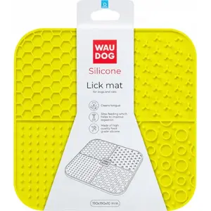 Silicone Licking Mat Collar WAU DOG MATA DO LIZANIA rectangular 21.1×21.1×3 cm, yellow