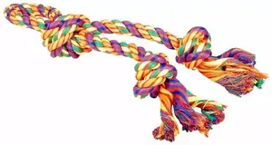 Duvo+ rope toy with 3 knots and loop, multicolour, 42×15×7 cm